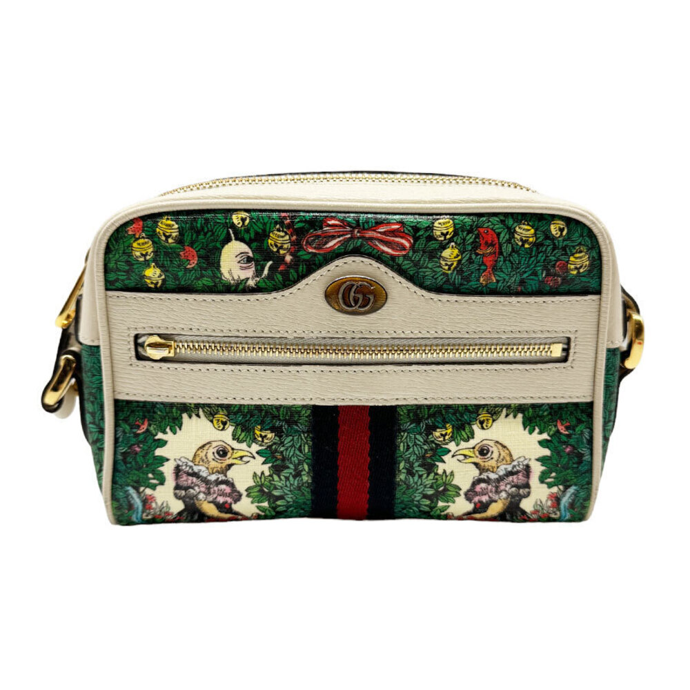 Gucci Higuchi Yuuko Leather Multicolor Crossbody Bag Green White